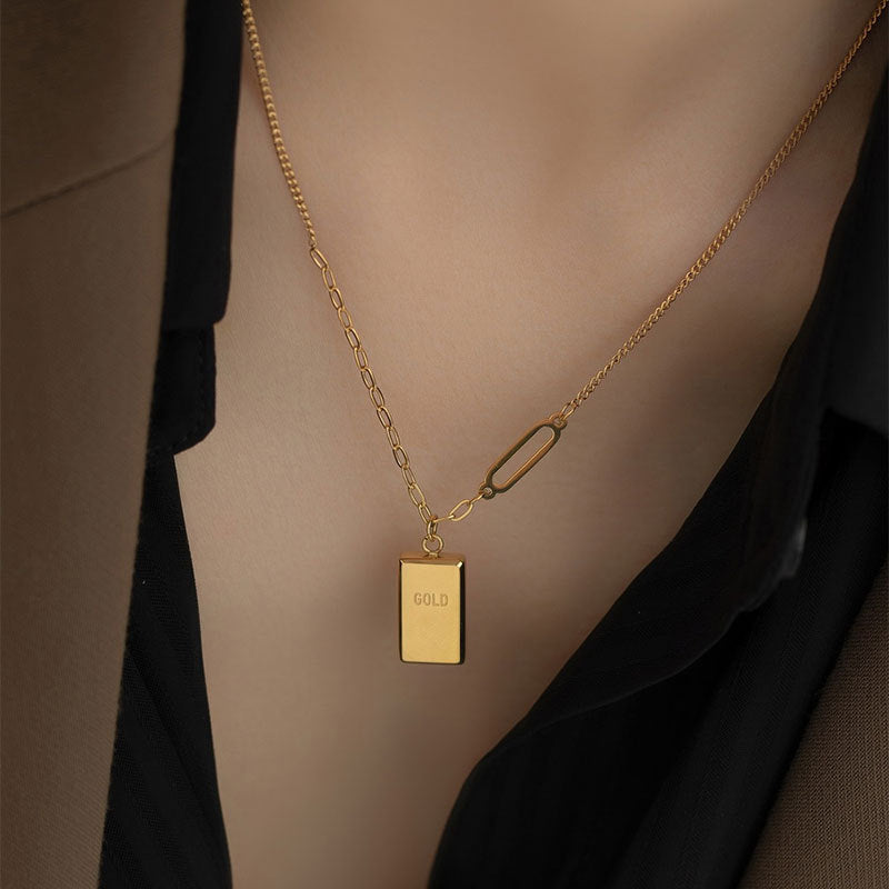 Glam Simple Style Square Titanium Steel Plating 18k Gold Plated Necklace