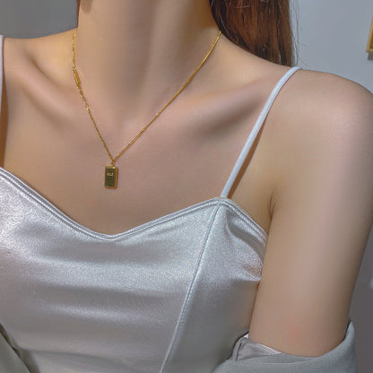 Glam Simple Style Square Titanium Steel Plating 18k Gold Plated Necklace