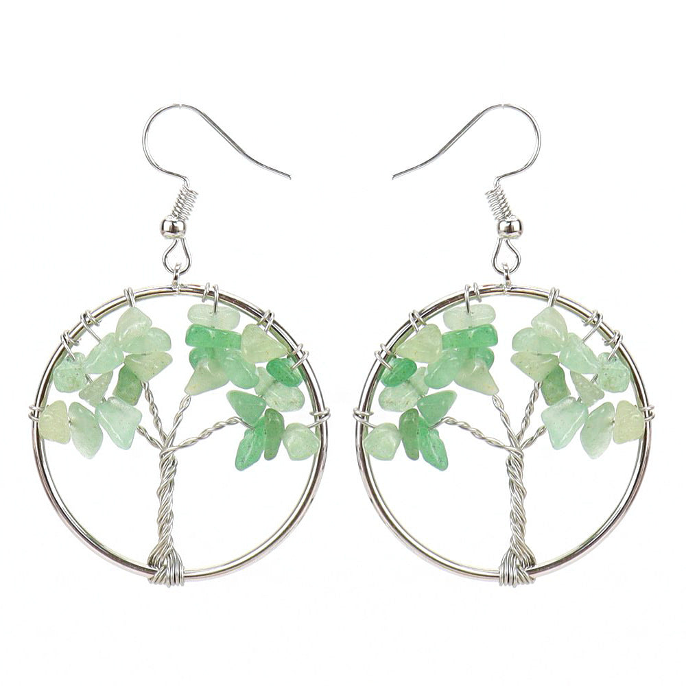 Fashion Tree Natural Stone Copper Beaded Plating Drop Earrings 1 Pair