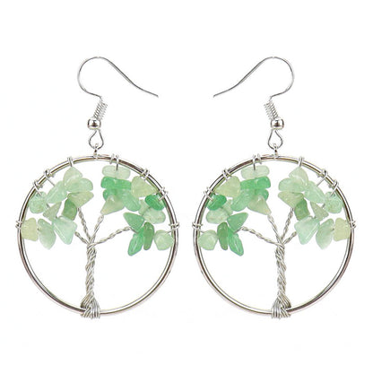 Fashion Tree Natural Stone Copper Beaded Plating Drop Earrings 1 Pair