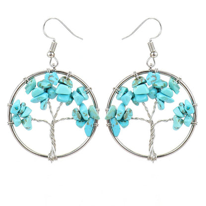 Fashion Tree Natural Stone Copper Beaded Plating Drop Earrings 1 Pair