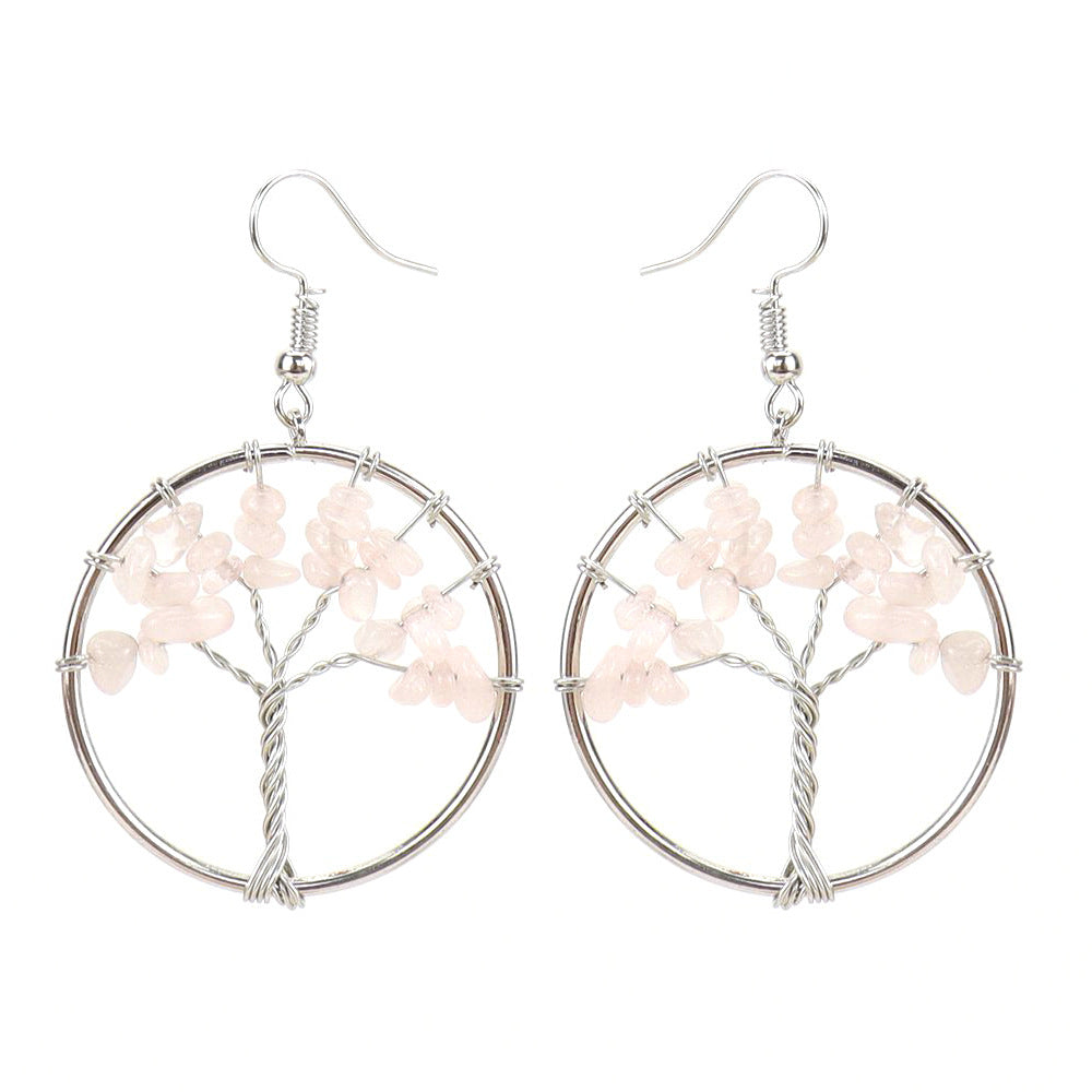 Fashion Tree Natural Stone Copper Beaded Plating Drop Earrings 1 Pair