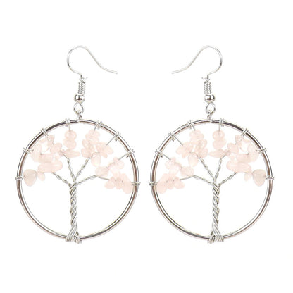 Fashion Tree Natural Stone Copper Beaded Plating Drop Earrings 1 Pair