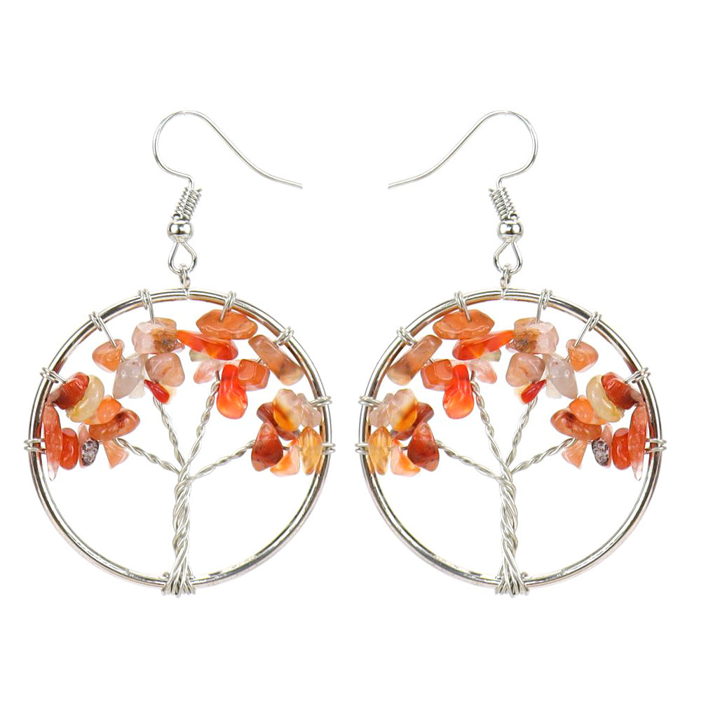 Fashion Tree Natural Stone Copper Beaded Plating Drop Earrings 1 Pair