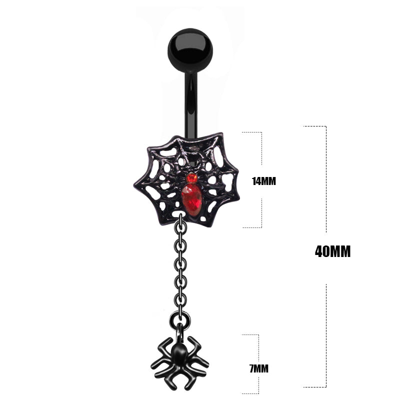 Sexy Spider Spider Web Stainless Steel Steel Silver Plated Artificial Diamond Zircon Belly Ring In Bulk