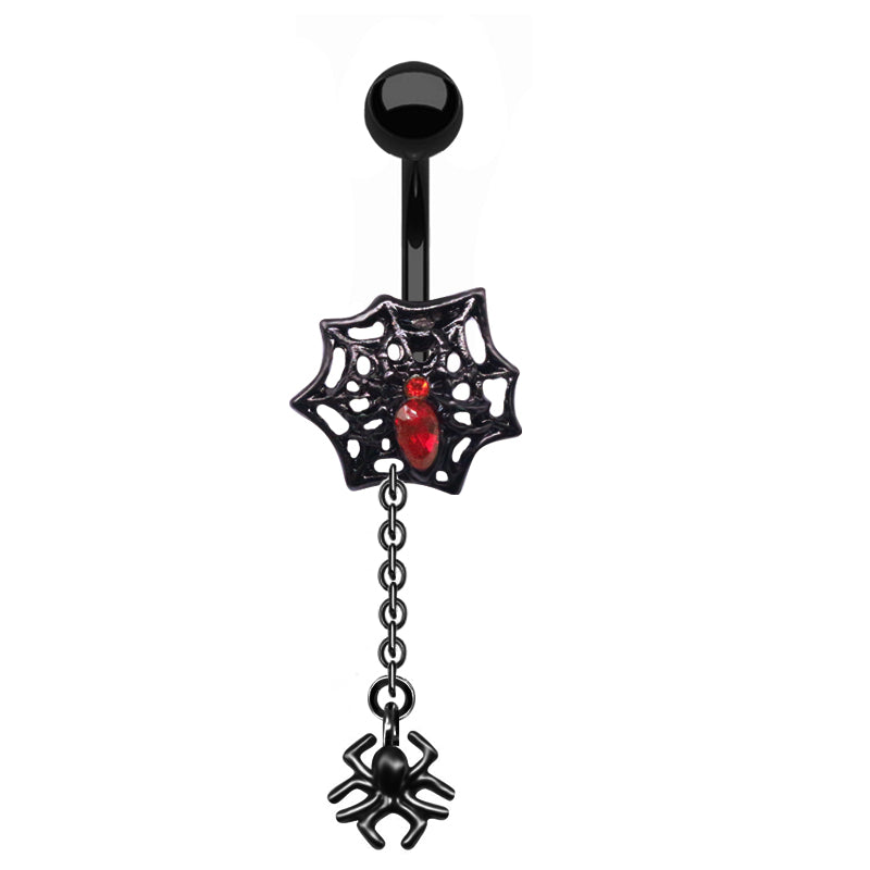 Sexy Spider Spider Web Stainless Steel Steel Silver Plated Artificial Diamond Zircon Belly Ring In Bulk