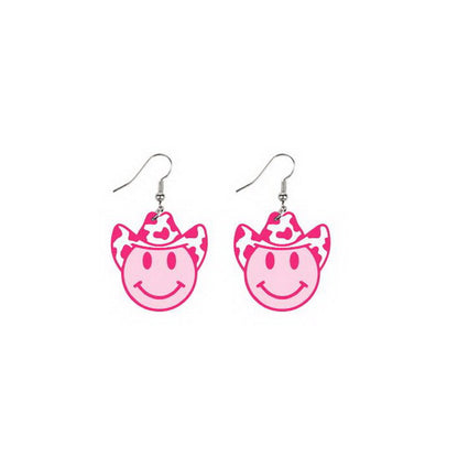 1 Pair Retro Cool Style Cow Pattern Boots Wood Drop Earrings