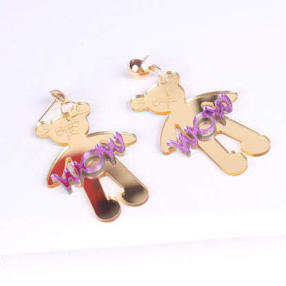 1 Pair Cute Exaggerated Animal Dinosaur Bee Arylic Drop Earrings