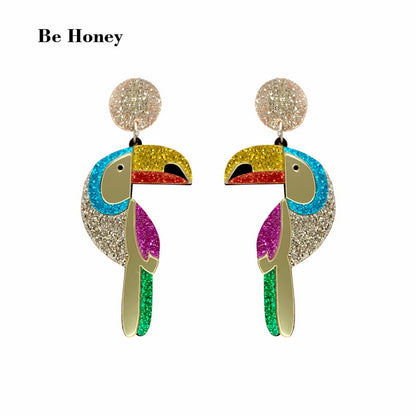 1 Pair Cute Exaggerated Animal Dinosaur Bee Arylic Drop Earrings