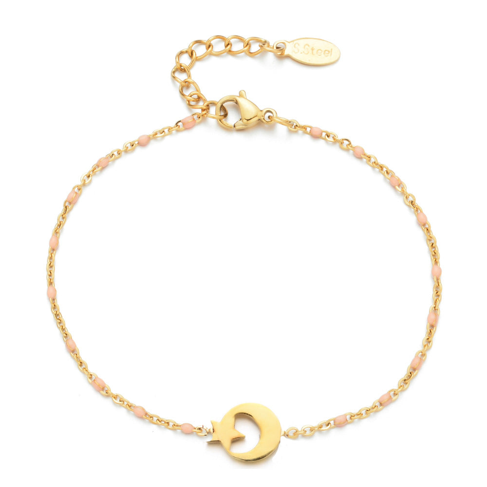 Ig Style Star Moon Stainless Steel Beaded Charm Plating 18k Gold Plated Bracelets