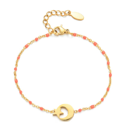 Ig Style Star Moon Stainless Steel Beaded Charm Plating 18k Gold Plated Bracelets