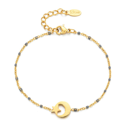 Ig Style Star Moon Stainless Steel Beaded Charm Plating 18k Gold Plated Bracelets