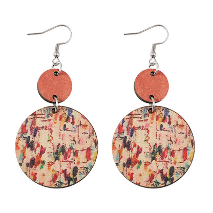 Bohemian Geometric Wood Printing Women's Drop Earrings