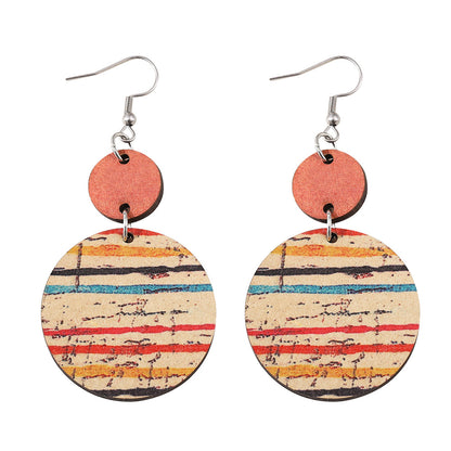 Bohemian Geometric Wood Printing Women's Drop Earrings