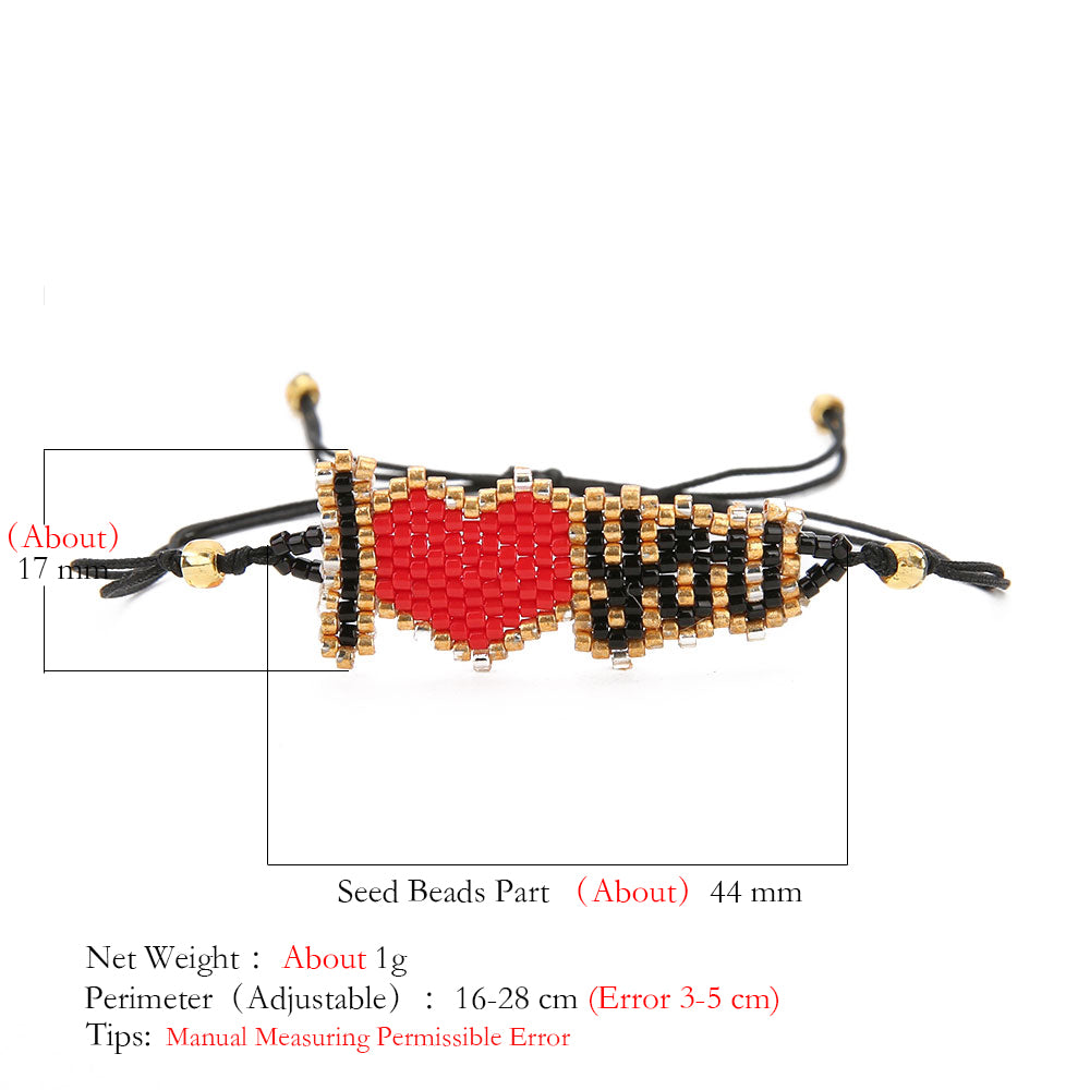 Handmade Lips Heart Shape Glass Knitting Women's Bracelets