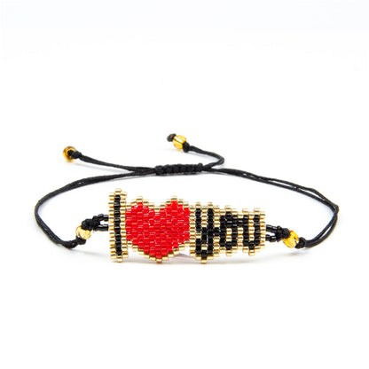 Handmade Lips Heart Shape Glass Knitting Women's Bracelets