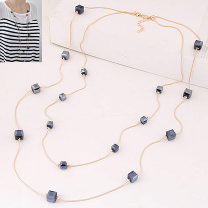 Simple Style Square Glass Ferroalloy Women's Layered Necklaces