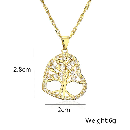 Simple Style Commute Heart Shape Copper Plating Inlay Zircon 18k Gold Plated Pendant Necklace