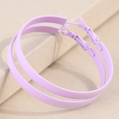 Simple Style Solid Color Ferroalloy Women's Hoop Earrings