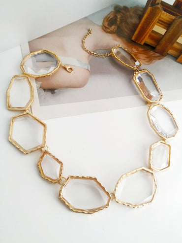 Exaggerated Artistic Irregular Alloy Inlay Acrylic Women's Necklace