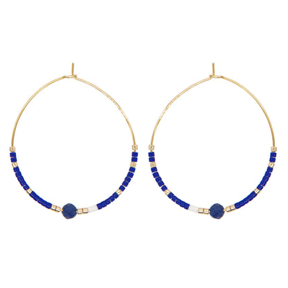 Vacation Round Colorful Glass Beaded Women's Hoop Earrings