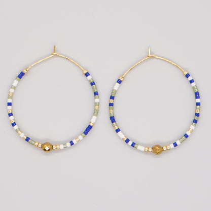 Vacation Round Colorful Glass Beaded Women's Hoop Earrings