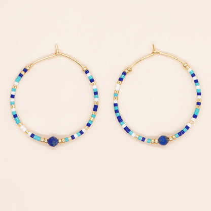 Vacation Round Colorful Glass Beaded Women's Hoop Earrings