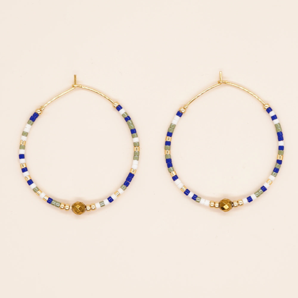 Vacation Round Colorful Glass Beaded Women's Hoop Earrings