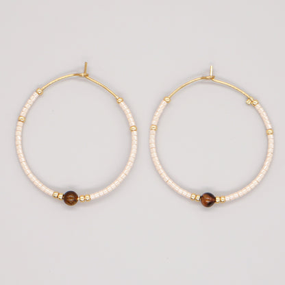 Vacation Round Colorful Glass Beaded Women's Hoop Earrings