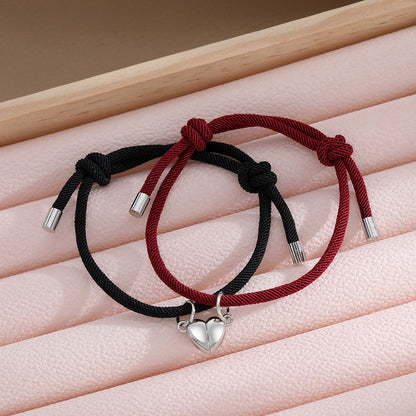 Casual Simple Style Heart Shape Alloy Rope Couple Bracelets