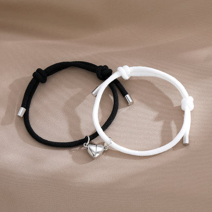 Casual Simple Style Heart Shape Alloy Rope Couple Bracelets