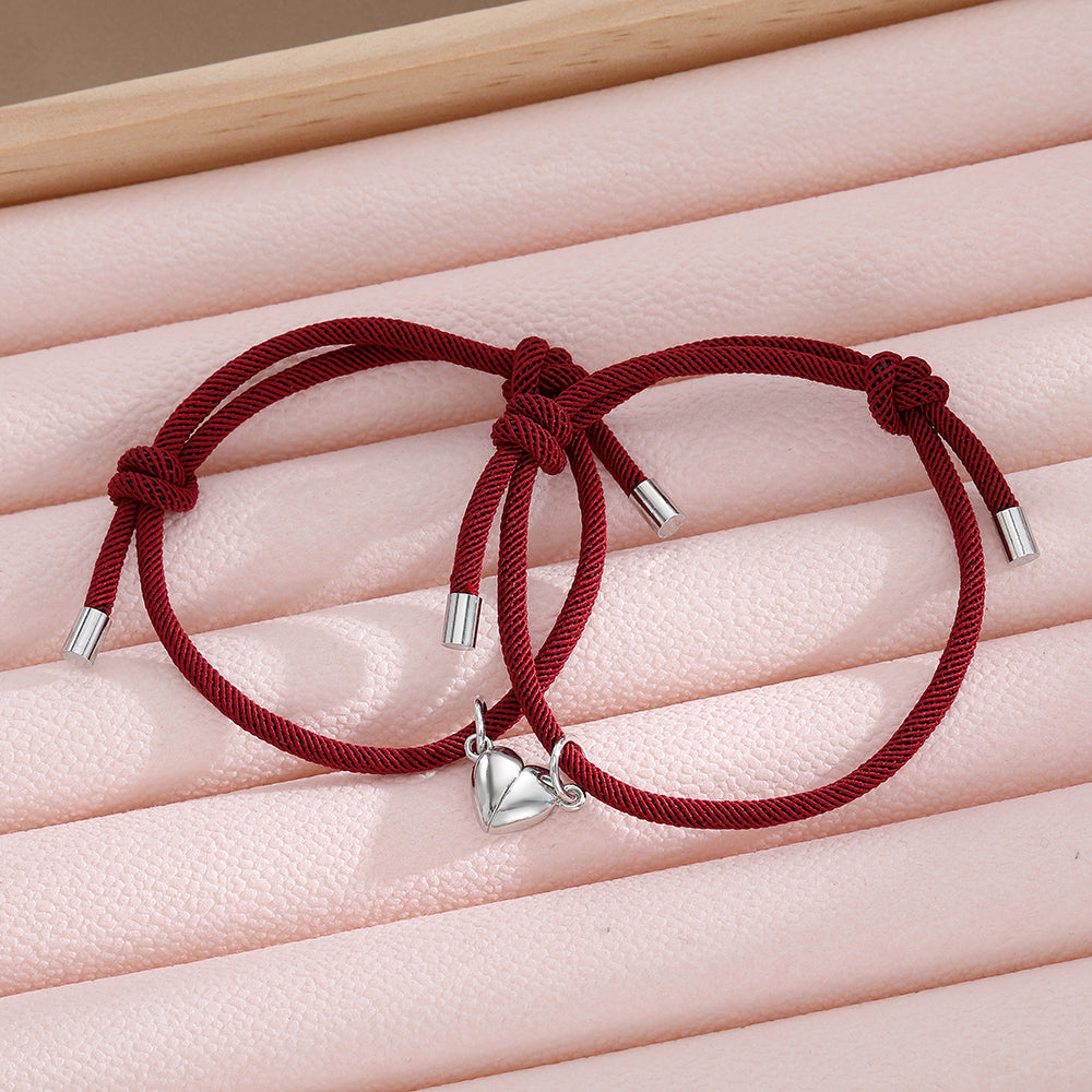 Casual Simple Style Heart Shape Alloy Rope Couple Bracelets