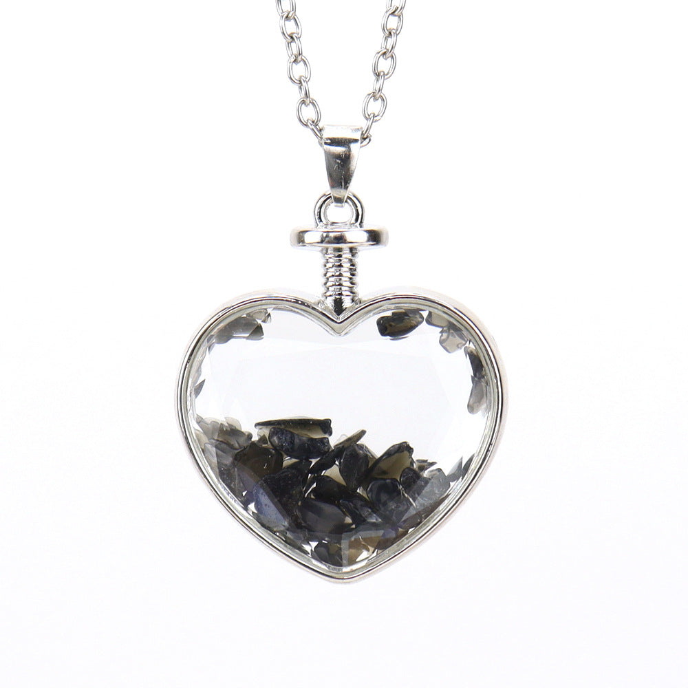 Simple Style Heart Shape Natural Stone Plating Pendant Necklace