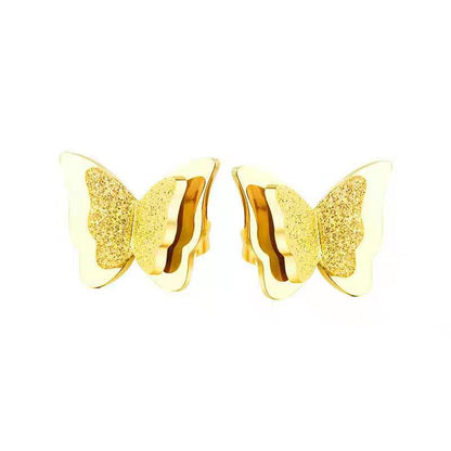 Simple Style Solid Color Butterfly Titanium Steel Plating Gold Plated Earrings Necklace