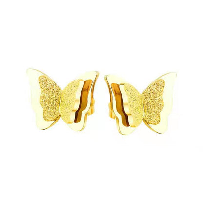 Ig Style Sweet Butterfly Stainless Steel Titanium Steel Plating 18k Gold Plated Earrings Necklace