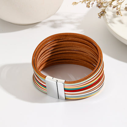 Ethnic Style Colorful Pu Leather Women's Bracelets