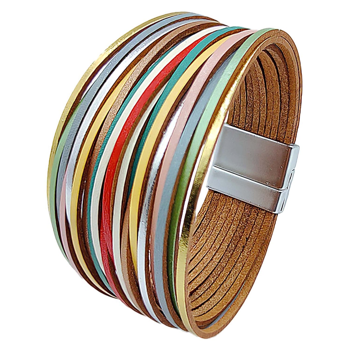 Simple Style Color Block Pu Leather Patchwork Women's Bangle