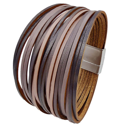 Simple Style Color Block Pu Leather Patchwork Women's Bangle