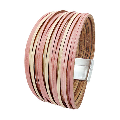 Simple Style Color Block Pu Leather Patchwork Women's Bangle