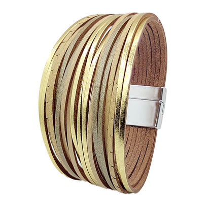 Simple Style Color Block Pu Leather Patchwork Women's Bangle