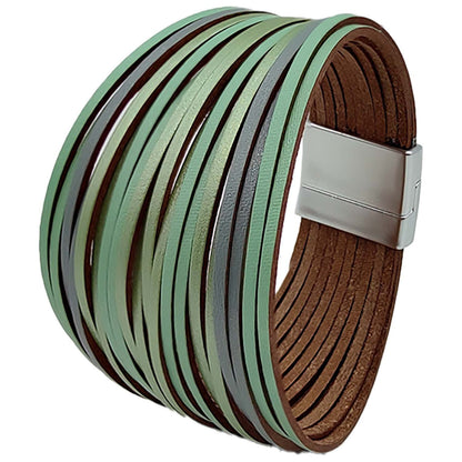 Simple Style Color Block Pu Leather Patchwork Women's Bangle