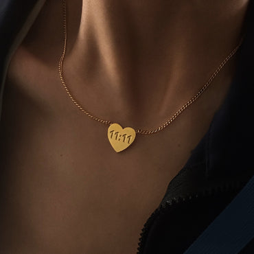 Vintage Style Commute Number Heart Shape Stainless Steel Plating 18k Gold Plated Pendant Necklace