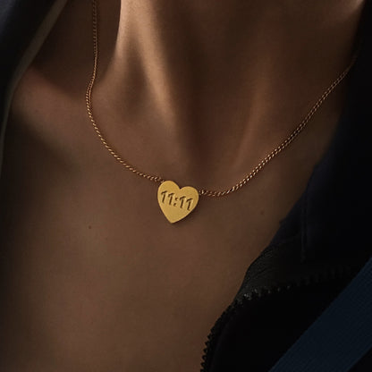 Vintage Style Commute Number Heart Shape Stainless Steel Plating 18k Gold Plated Pendant Necklace