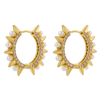 1 Pair Elegant Glam Lady Circle Plating Inlay Copper Artificial Pearls Zircon 18k Gold Plated Earrings