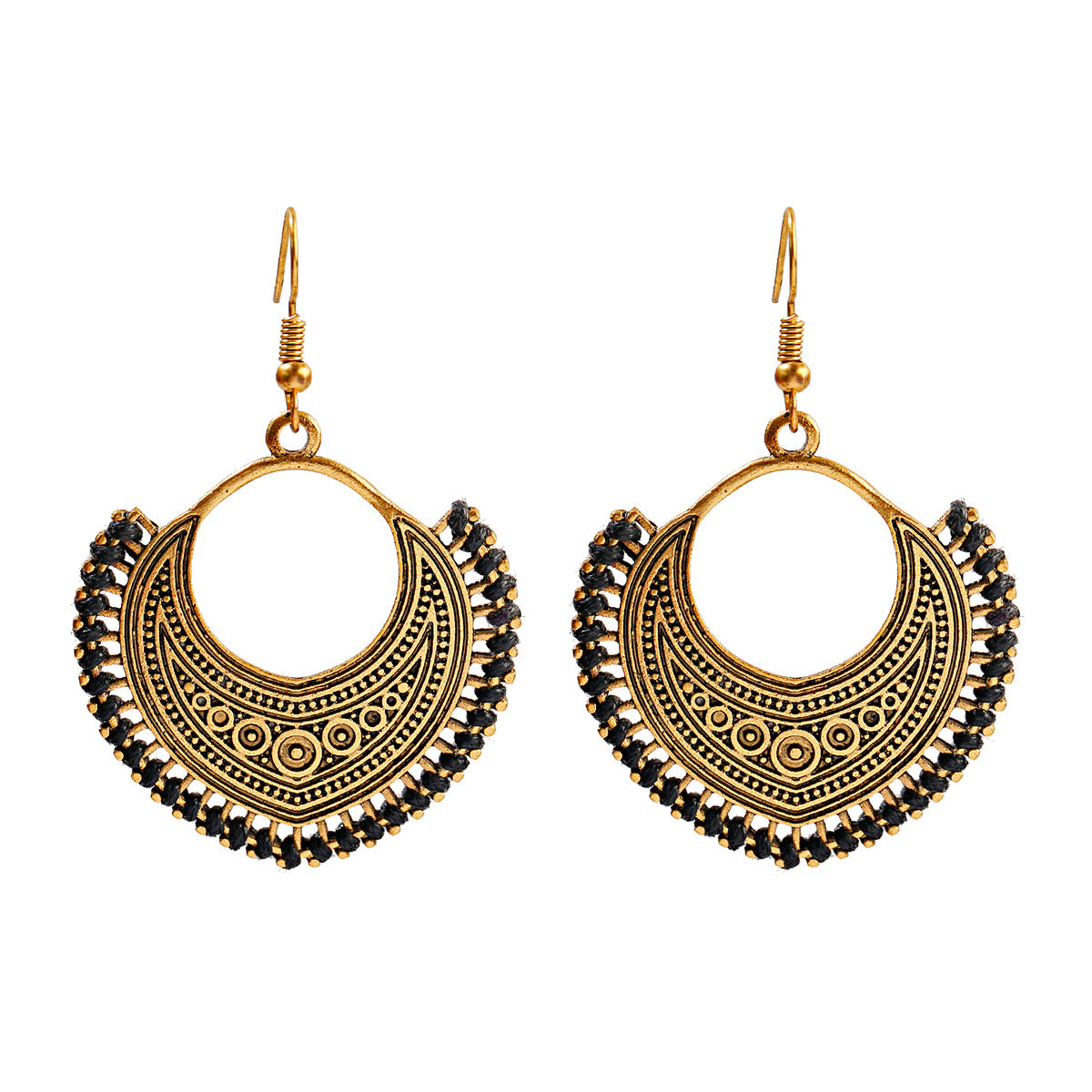 1 Pair Casual Retro Round Braid Hollow Out Alloy Drop Earrings