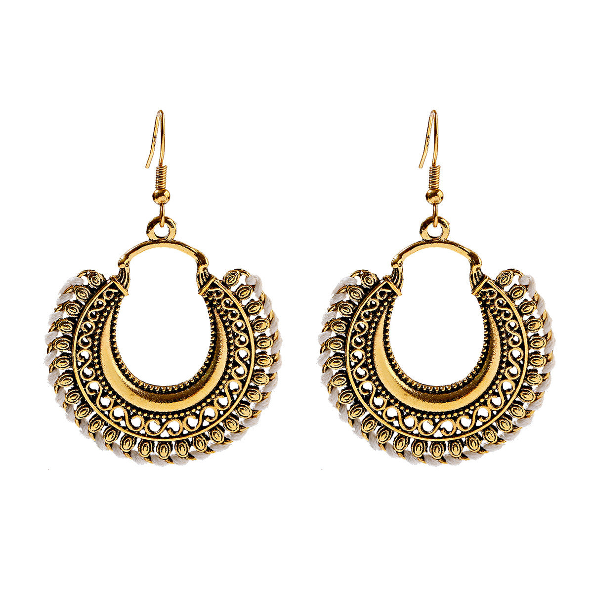 1 Pair Casual Retro Round Braid Hollow Out Alloy Drop Earrings