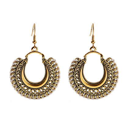 1 Pair Casual Retro Round Braid Hollow Out Alloy Drop Earrings