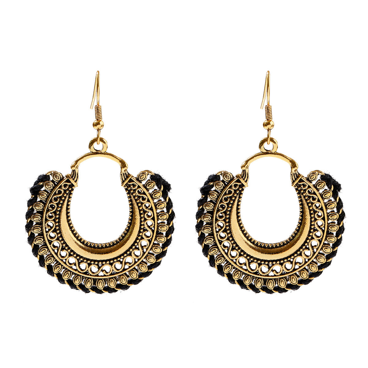 1 Pair Casual Retro Round Braid Hollow Out Alloy Drop Earrings