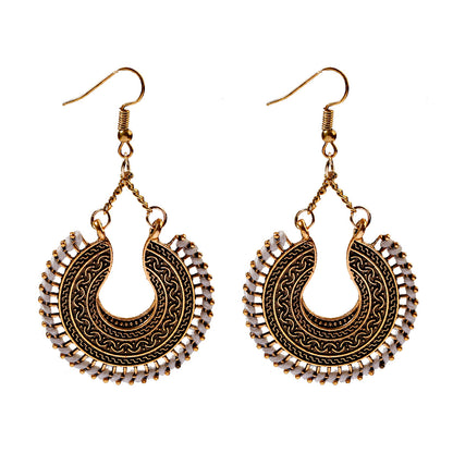 1 Pair Casual Retro Round Braid Hollow Out Alloy Drop Earrings