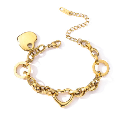 Artistic Heart Shape Eye Titanium Steel Plating 18k Gold Plated Bracelets